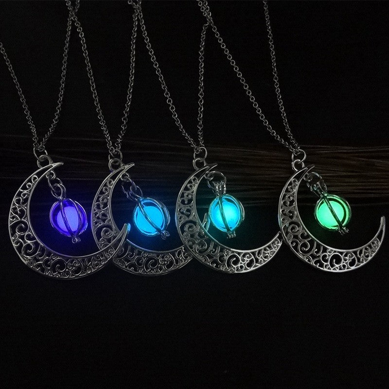 Moon Necklace, Glow in the Dark