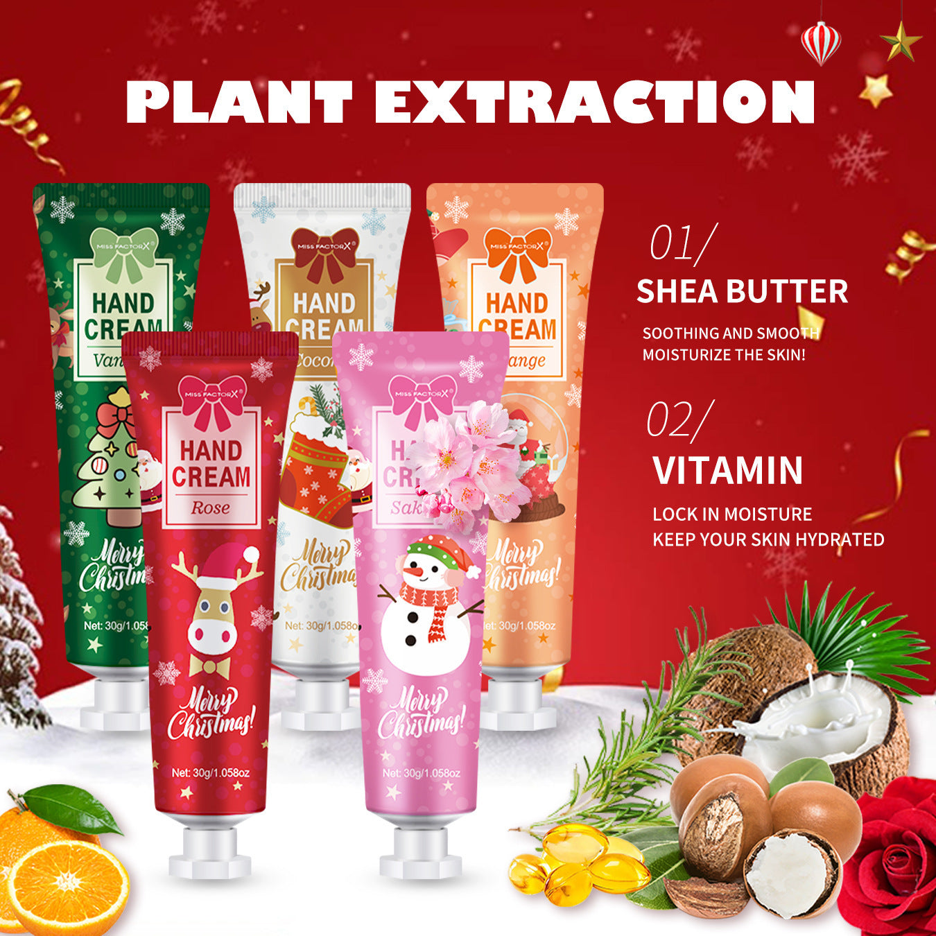 5 Pack Christmas Hand Cream Set