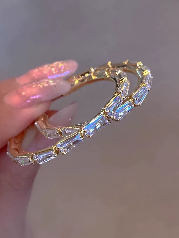 Black Rhinestone Hoop Earrings