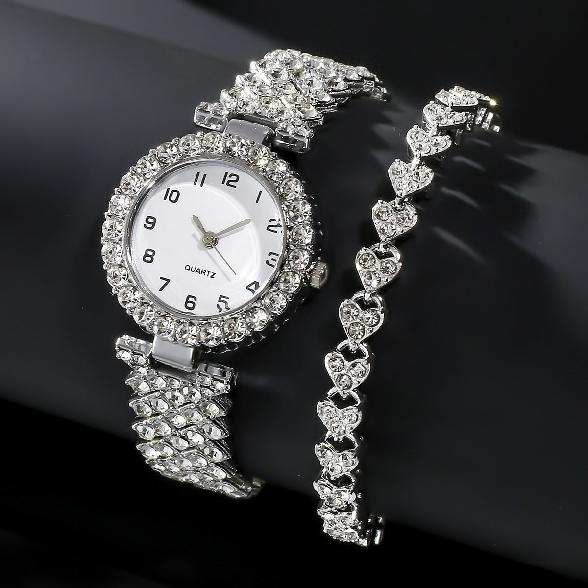 2pcs Watch Set with Rhinestones