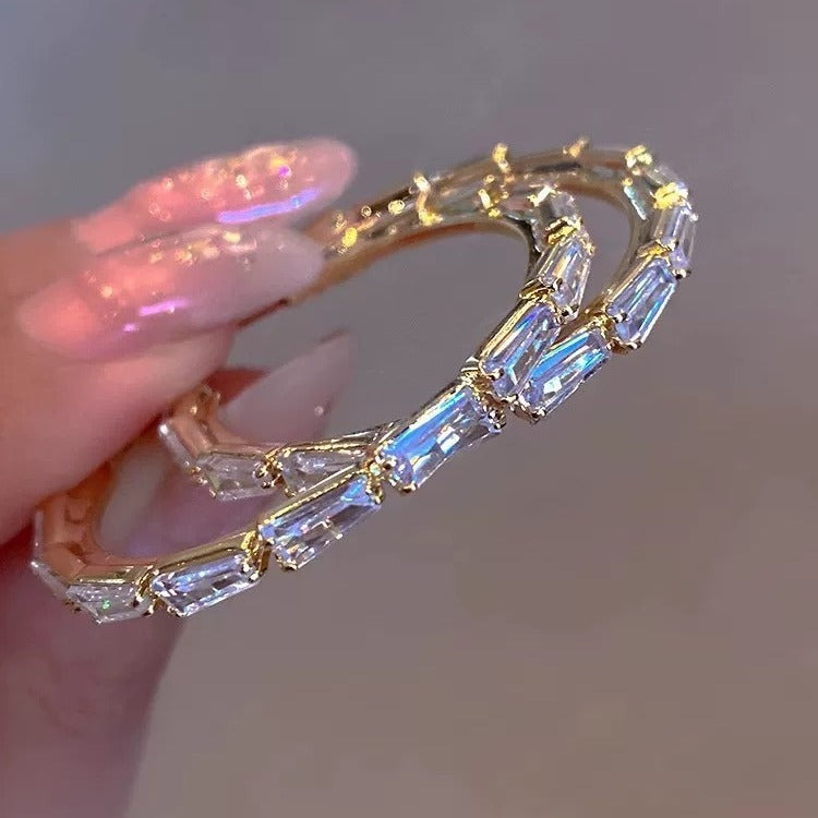 Black Rhinestone Hoop Earrings