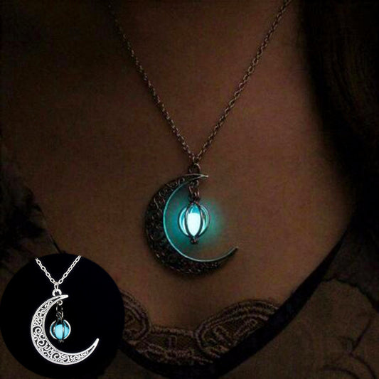 Moon Necklace, Glow in the Dark