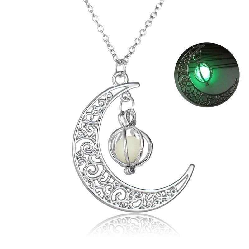 Moon Necklace, Glow in the Dark