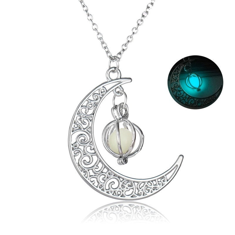 Moon Necklace, Glow in the Dark