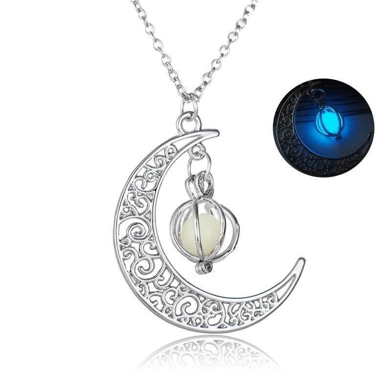 Moon Necklace, Glow in the Dark