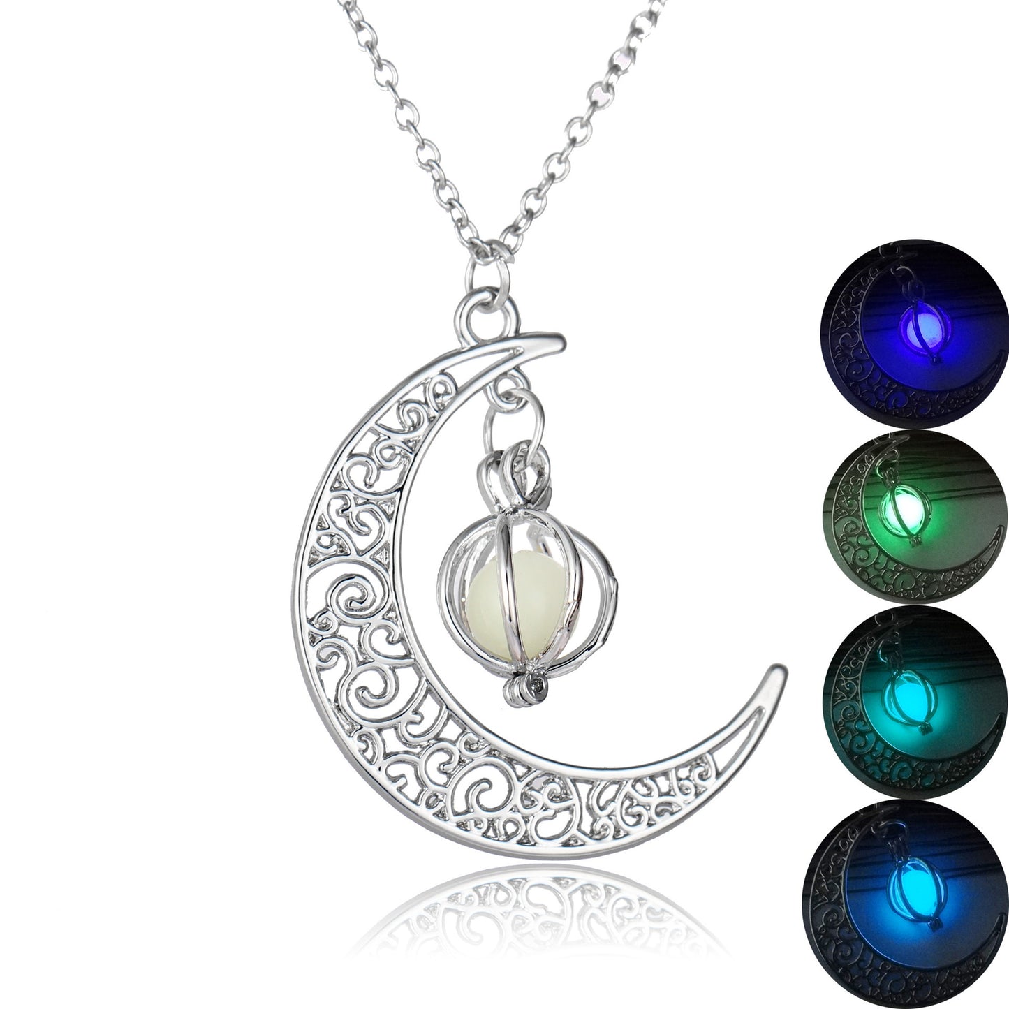 Moon Necklace, Glow in the Dark